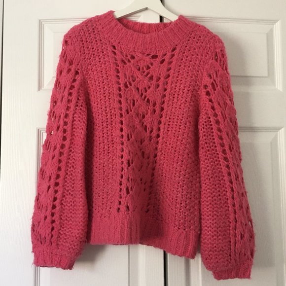 SOLD Lou & Grey / Hot Pink Cable Knit Sweater - Picture 1 of 4